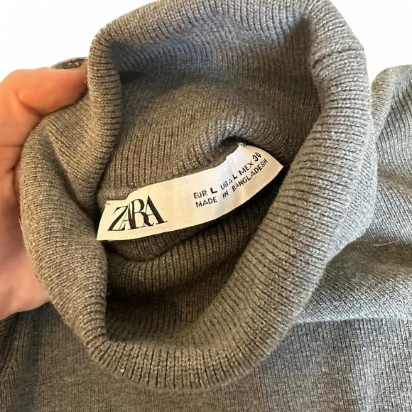 Zara Grey Ribbed Turtle Neck - Picture 3 of 5